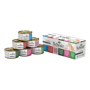 6x85g Gemengd pakket in Gelei Blikjes 6 smaken Schesir Kattenvoer