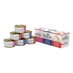 6x85g Natural met Rijst Blikjes 3 smaken Schesir Kattenvoer
