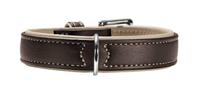 HUNTER Elandleder-hondenhalsband Canadian Elk, donkerbruin-beige