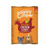 6x Edgard&Cooper Blik Vers Vlees Hondenvoer Kip - Kalkoen 400 gr