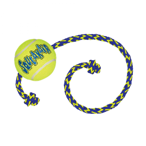 Kong Air Squeaker Tennis Ball met touw