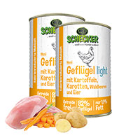 Schecker hondenmenu light met gevogelte, aardap., wortels, bosbessen & eieren