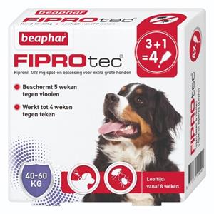 beaphar Fiprotec Dog 3+1 pip - Anti vlooien en tekenmiddel - 40-60kg Vanaf 12 Maanden