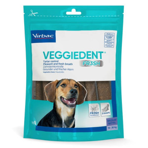 Virbac Veggiedent kauwstrips hond M 10-30kg (15 st). Per 3