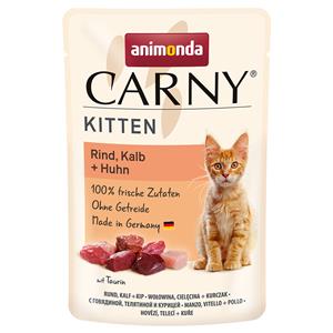 Animonda Carny Kitten Maaltijdzakjes 24 x 85 g Kattenvoer - Rund, Kalf + Kip