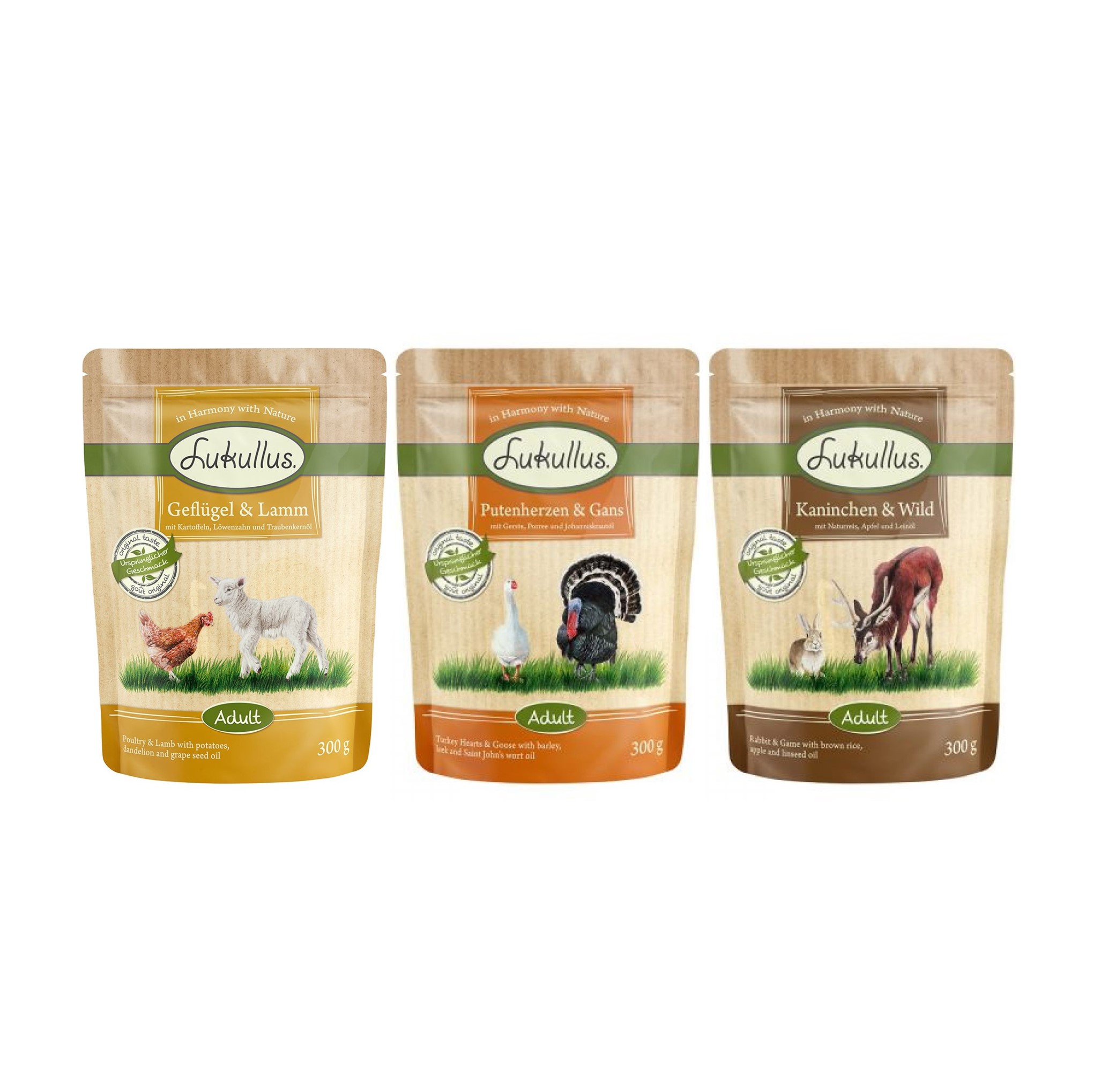 6x300g Gemengd proefpakket - Mixpakket 2 Lukullus Pouches Hondenvoer
