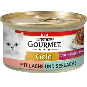 Gourmet Gold Geraffineerde Ragout Voordeelpakket 48 x 85 g - Zalm en Koolvis Duo