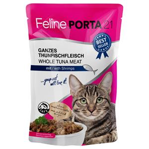24x100g Feline Maaltijdzakjes Tonijn met Garnalen Porta 21 Kattenvoer