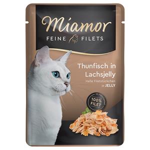 24x100g Fijne Filets Tonijn in Zalm Gelei Miamor Kattenvoer