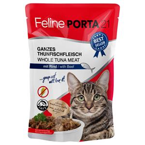 Porta 21 Feline  Maaltijdzakjes Voordeelpakket 24 x 100 g - Tonijn met Rund (graanvrij)