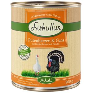 Lukullus Voordeelpakket  12 x  800 g Hondenvoer - Kalkoenhart & Gans