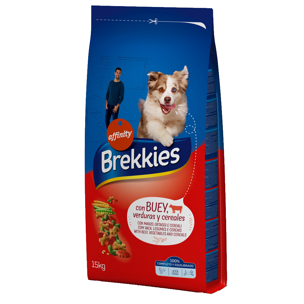 Affinity Brekkies 12 + 3 kg / 11,5 + 2,5 kg - Brekkies droogvoer voor honden - Mix Rund Hondenvoer (15kg)