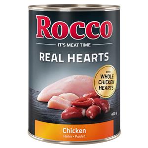 6 x 400 g Rocco Real Hearts - Kip met hele Kippenharten Hondenvoer