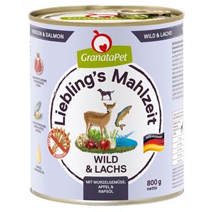 6x800g Lievelingsmaaltijd Wild & Zalm Granatapet Hondenvoer Nat