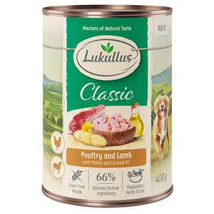 6x400g Adult Gevogelte & Lam Lukullus Natuurkost Graanvrij Hondenvoer droog