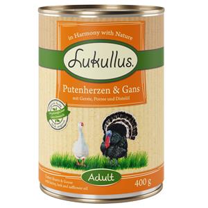 Lukullus Voordeelpakket  24 x  400 g - Combinatie VI: Kalkoenhartjes & Gans