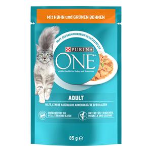 Purina One Voordeelpakket  Kattenvoer  48 x 85 g - Adult met Kip & Sperziebonen