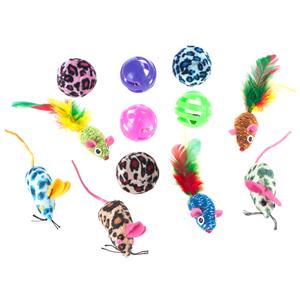 Zooplus Exclusive 12-delige Set Kattenspeelgoed met Ballen & Muizen