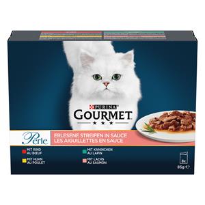 8x85g Rund/Kip/Konijn/Lam Mini Filets in Saus Gourmet Perle Kattenvoer