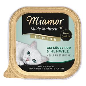 6x100g Milde Maaltijd Senior Gevogelte Puur & Hert Miamor Kattenvoer