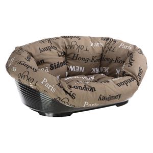 Ferplast Hondenmand Siesta Deluxe Zwart - met kussen Cities - Set maat 10: mand + deksel + pootjes