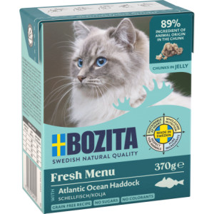 6x370g met Schelvis Stukjes in Gelei Bozita Kattenvoer Nat