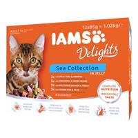 Iams Delights Adult Sea Collection in jelly natvoer kat (12x85 g) 48 x 85 g