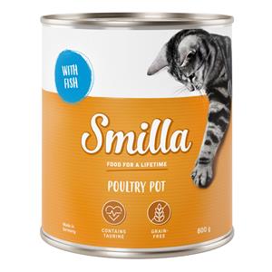 Smilla Gevogeltepannetje Kattenvoer 6 x 800 g - Mals gevogelte met vis