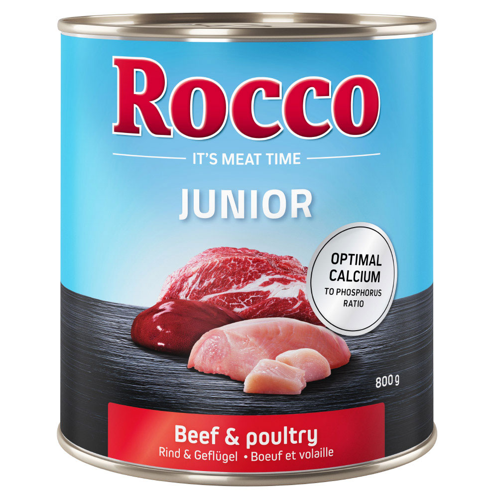 24x800g Junior Gevogelte en Rund Rocco Hondenvoer