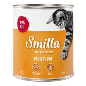 Smilla Gevogeltepannetje Kattenvoer 6 x 800 g - Mals gevogelte met rund