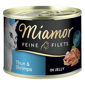 6x185g Fijne Filets Tonijn & Garnalen in Gelei Miamor Kattenvoer Nat