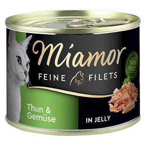 6x185g Fijne Filets Tonijn & Groenten in Gelei Miamor Kattenvoer Nat