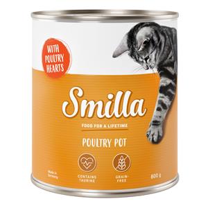 Smilla Gevogeltepannetje Kattenvoer 6 x 800 g - Mals gevogelte met gevogeltehart