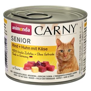 Animonda Carny 12 x 200 g  Senior Kattenvoer - Kip & Kaas - Voordeelpakket