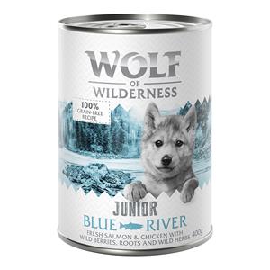 Wolf of Wilderness Little  6 x 400 g Hondenvoer - Blue River Junior - Kip & Zalm