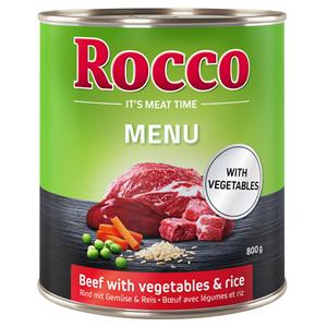 Rocco 24 x 800 g  Menue Hondenvoer - Rund, Groenten & Rijst - Voordeelpakket