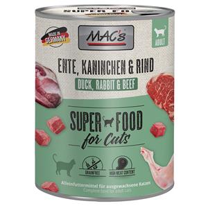 6x800g Eend, Konijn & Rund MAC's Kattenvoer