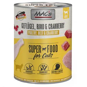 6x800g Gevogelte, Rund & Cranberries MAC's Kattenvoer