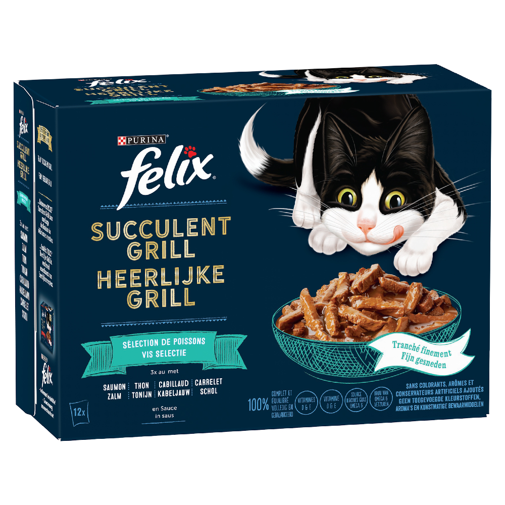 12x80g Smaakvariatie uit het Water Felix Heerlijke Reepjes Kattenvoer