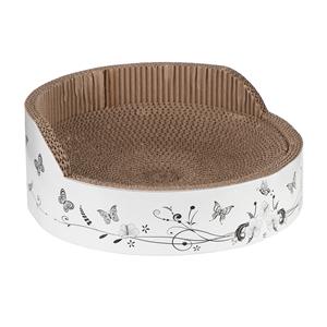 Zooplus Exclusive - Wit met vlinderopdruk - Kattenmand en Krabmeubel Relax
