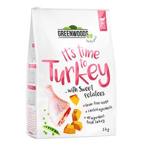 3kg Kalkoen met Zoete Aardappelen, Erwten en Pompoen Greenwoods Kattenvoer