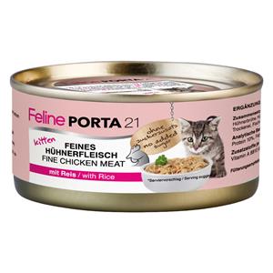 Porta 21 Feline  Kitten Kip met Rijst Kattenvoer - 6 x 156 g