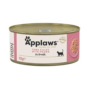 Applaws 6x156g  Tonijnfilet en Garnalen Kattenvoer in Bouillon