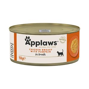 Applaws 6x156g  Kip en Pompoen Kattenvoer in Bouillon