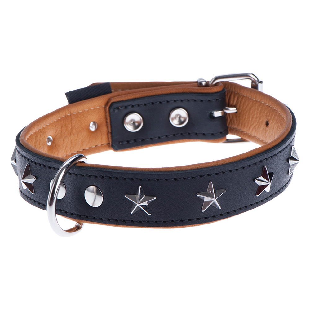 Maat 50: 38 - 46 cm halsomvang - Heim Leren Halsband Stars