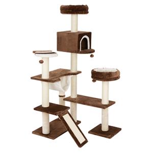 Zooplus Exclusive Peperkoekhuisje Krabpaal met Ladder Donkerbruin H165 x L98 x B82 cm
