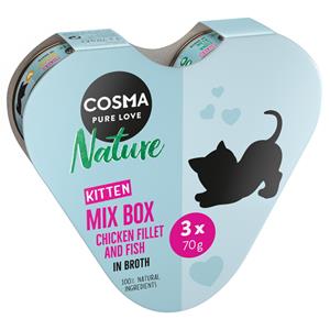 3x70g Nature Kitten Hart-Box Met 3 Verschillende Soorten Cosma Kattenvoer