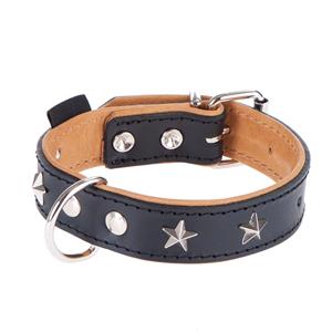 Maat 60: 45 - 55 cm halsomvang - Heim Leren Halsband Stars