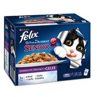 12x85g Senior Mix Selectie in Gelei Felix Elke Dag Feest Kattenvoer