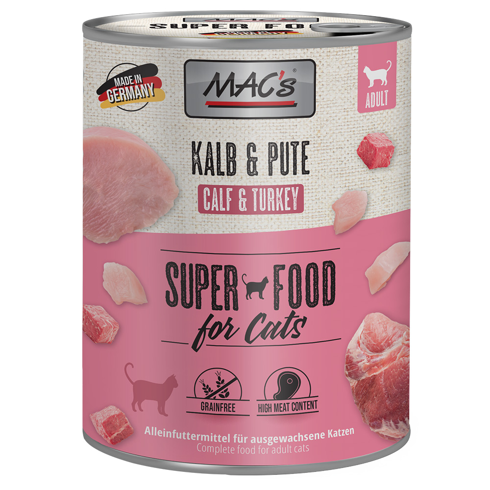 6x800g Kalf & Kalkoen MAC's Kattenvoer